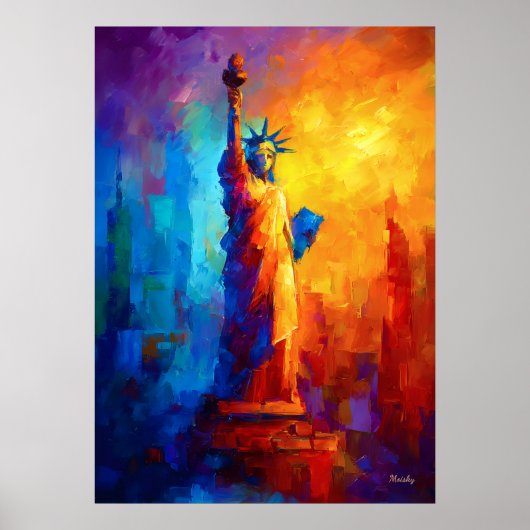 Impressionist Statue of Liberty New York Artwork ポスター (正面)