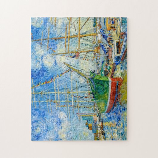 Impressionist Tall Ship in Hamburg Harbor with Ref ジグソーパズル (縦)