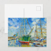 Impressionist Tall Ship in Hamburg Harbor with Ref ポストカード (正面/裏面)