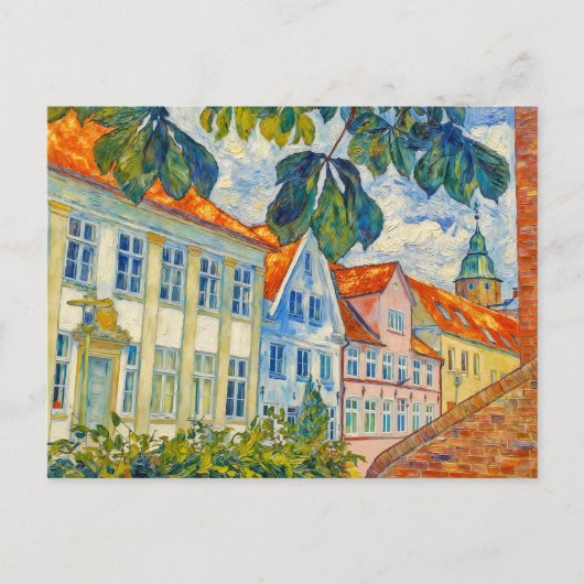 Impressionist Town Scene in Glueckstadt with Histo ポストカード (正面)