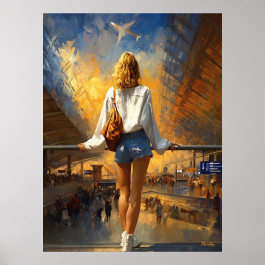 Impressionist Travel Landscape – Golden Departure ポスター (正面)