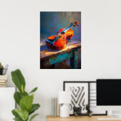 Impressionist Violin Painting Classical Music Art ポスター (ホームオフィス)