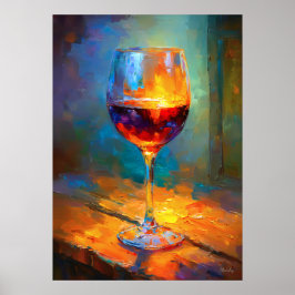 Impressionist Wine Glass Painting Wine Lover Art ポスター