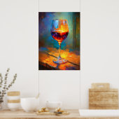 Impressionist Wine Glass Painting Wine Lover Art ポスター (キッチン)