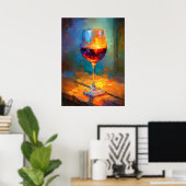 Impressionist Wine Glass Painting Wine Lover Art ポスター (ホームオフィス)