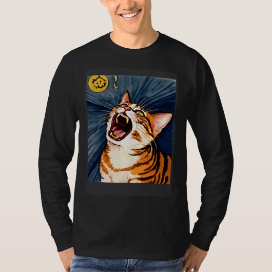 Impressionistic  Cat Screaming Impressionism Cats  Tシャツ (正面)