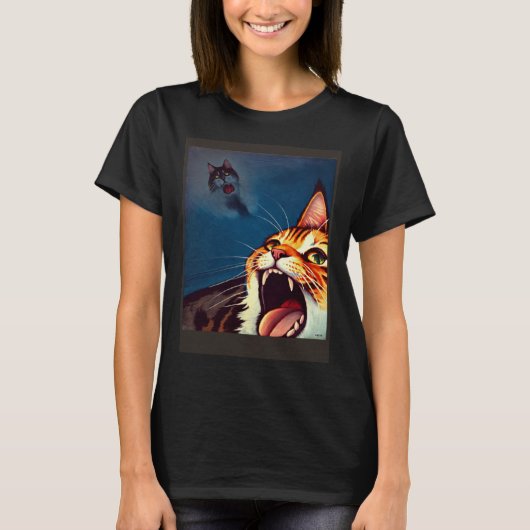Impressionistic Cat Screaming Impressionism Cats Tシャツ (正面)