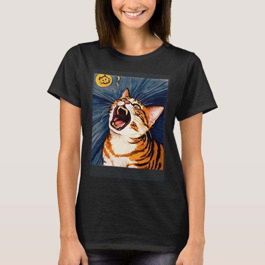 Impressionistic  Cat Screaming Impressionism Cats  Tシャツ (正面)
