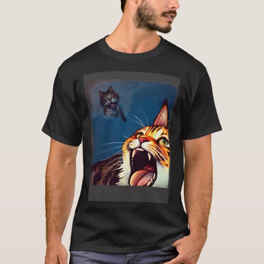 Impressionistic Cat Screaming Impressionism Cats Tシャツ (正面)