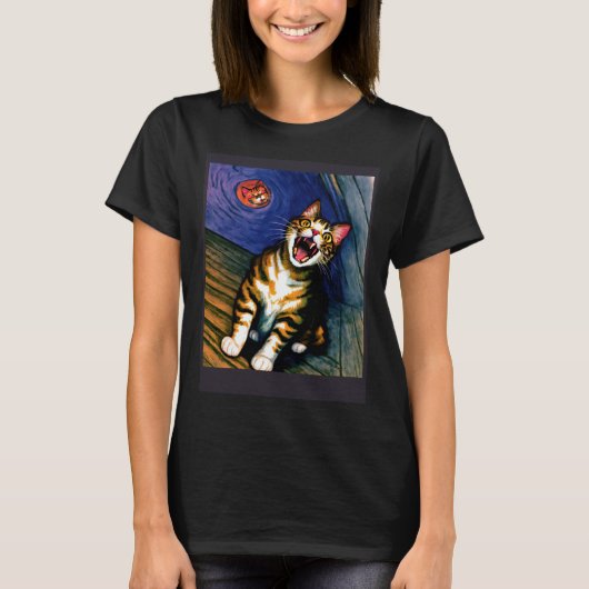Impressionistic  Cat Screaming Impressionism Cats  Tシャツ (正面)