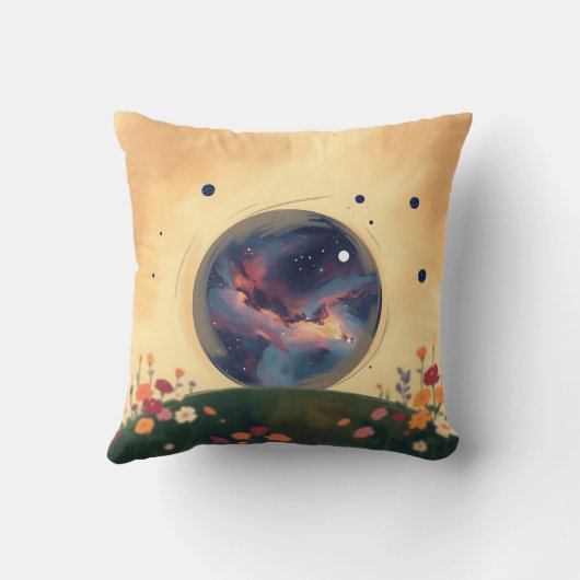 Impressionistic Galaxy with Blooming Garden クッション (裏面)