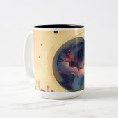 Impressionistic Galaxy with Blooming Garden ツートーンマグカップ (正面左)