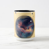 Impressionistic Galaxy with Blooming Garden ツートーンマグカップ (中央)