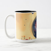 Impressionistic Galaxy with Blooming Garden ツートーンマグカップ (左)