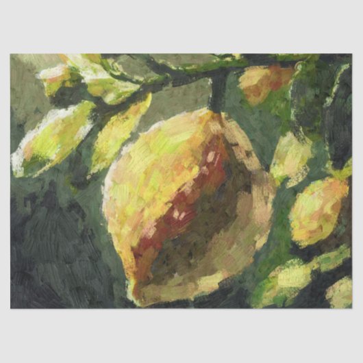 Impressionistic Lemons Hanging Branch Decoupage 薄葉紙 (正面)