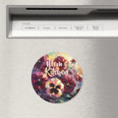 Impressionistic Maroon Pansies Floral Personalized マグネット (インサイチュ (食洗機))