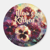 Impressionistic Maroon Pansies Floral Personalized マグネット (正面)