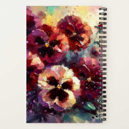 Impressionistic Maroon Pansies Personalized Recipe ノートブック (裏面)