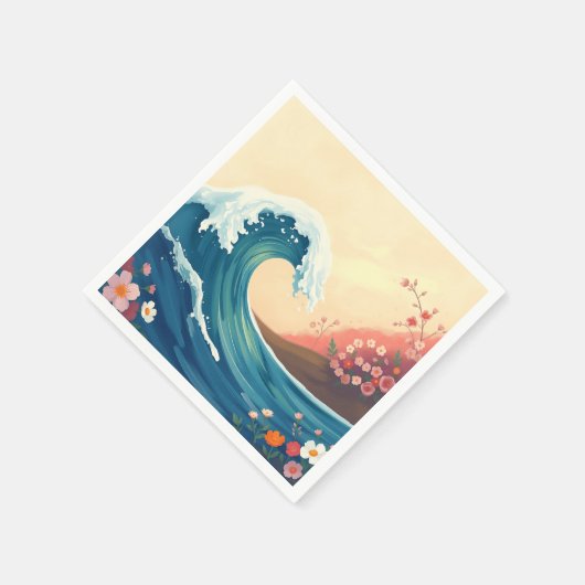 Impressionistic Ocean Wave スタンダードカクテルナプキン (角)