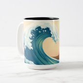 Impressionistic Ocean Wave ツートーンマグカップ (正面左)
