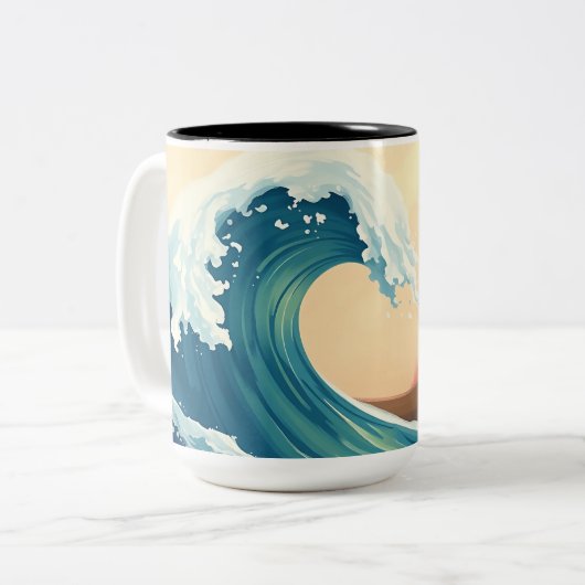 Impressionistic Ocean Wave ツートーンマグカップ (正面左)