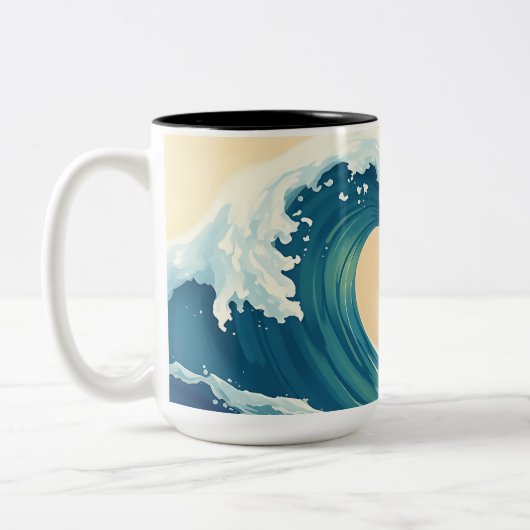 Impressionistic Ocean Wave ツートーンマグカップ (左)