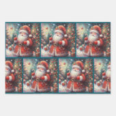 Impressionistic Santa Claus Christmas Decoupage ラッピングペーパーシート (正面3)