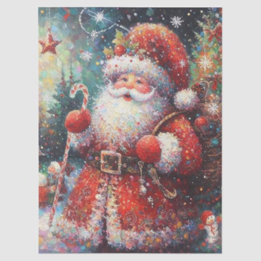 Impressionistic Santa Claus Christmas Decoupage 薄葉紙 (正面)