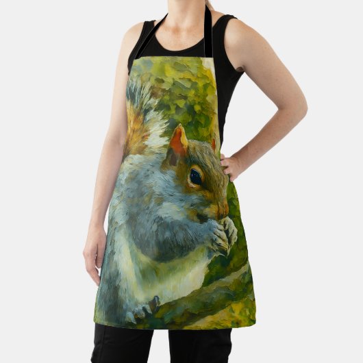 Impressionistic Squirrel in Forest Foliage エプロン (インサイチュ)