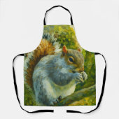 Impressionistic Squirrel in Forest Foliage エプロン (正面)