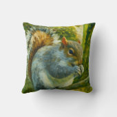 Impressionistic Squirrel in Forest Foliage クッション (裏面)