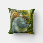 Impressionistic Squirrel in Forest Foliage クッション (正面)