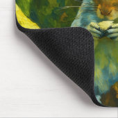 Impressionistic Squirrel in Forest Foliage マウスパッド (コーナー)