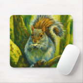 Impressionistic Squirrel in Forest Foliage マウスパッド (マウス)