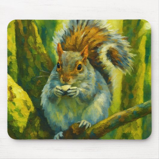 Impressionistic Squirrel in Forest Foliage マウスパッド (正面)