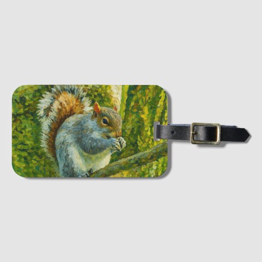 Impressionistic Squirrel in Forest Foliage ラゲッジタグ (正面横)