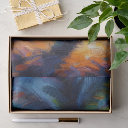 Impressionistic Tropical Palm Tree Decoupage  薄葉紙 (ギフト)