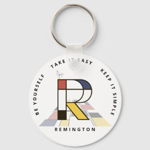 Impressive Neoplasticism Art Monogram. Letter R キーホルダー