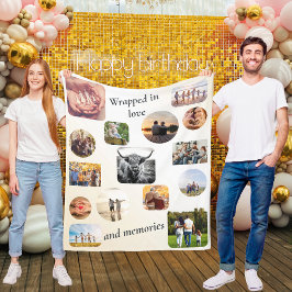 In 包まれた Love & Memoriesフォトコラージュ誕生日 フリースブランケット