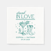 In 飲 Loveパーソナライズされた女性のカーボーイ結婚ズ スタンダードカクテルナプキン (正面)