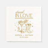 In 飲 Loveパーソナライズされた女性のカーボーイ結婚ズ スタンダードカクテルナプキン (正面)