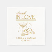 In 飲 Loveパーソナライズされた女性のカーボーイ結婚ズ スタンダードカクテルナプキン (正面)