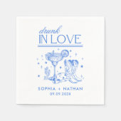 In 飲 Loveパーソナライズされた女性のカーボーイ結婚ズ スタンダードカクテルナプキン (正面)