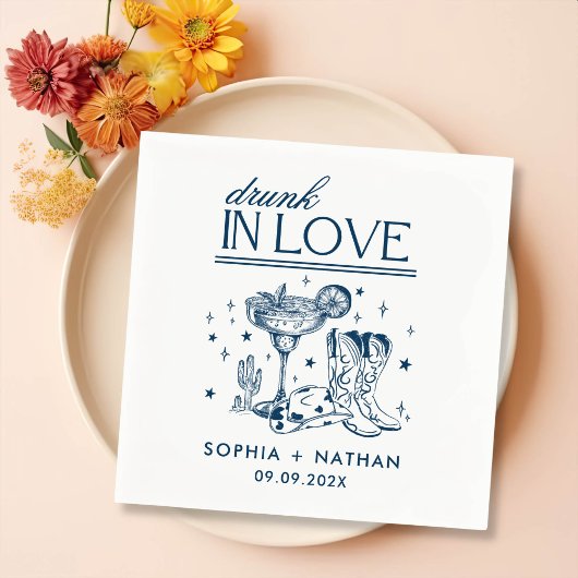 In 飲 Loveパーソナライズされた女性のカーボーイ結婚ズ スタンダードカクテルナプキン