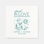 In 飲 Love Discoパーソナライズされたカクテル結婚 スタンダードカクテルナプキン (正面)