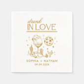 In 飲 Love Discoパーソナライズされたカクテル結婚 スタンダードカクテルナプキン (正面)