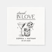 In 飲 Love Discoパーソナライズされたカクテル結婚 スタンダードカクテルナプキン (正面)