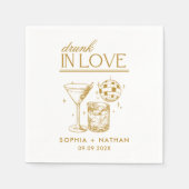 In 飲 Love Discoパーソナライズされたカクテル結婚 スタンダードカクテルナプキン (正面)