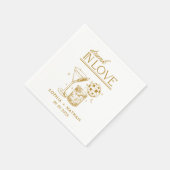 In 飲 Love Discoパーソナライズされたカクテル結婚 スタンダードカクテルナプキン (角)