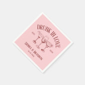 In 飲 Love Red&Pink Monogram's 結婚 Napkins スタンダードカクテルナプキン (角)